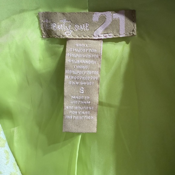 Forever 21 Women's Blazer Jacket Small Lime Green Jacquard Button Front Boho Y2K - Picture 5 of 7